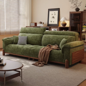 Modern Minimalist Mid Century Chenille Fabric Sofa