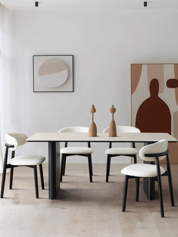 Travertine Sintered Stone Dining Table and Chair Set