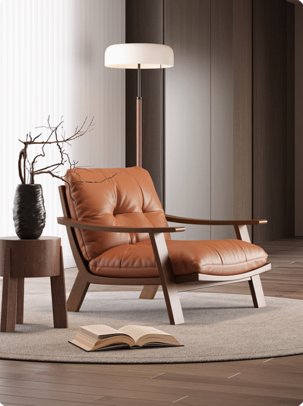 Classic Gentleman Lounge Chair in Vintage Leather