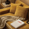 Retro Luxe French Pastoral Yellow Chenille Sofa