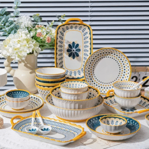 Azure Bloom Elegant Blue and White Floral Dinnerware Set