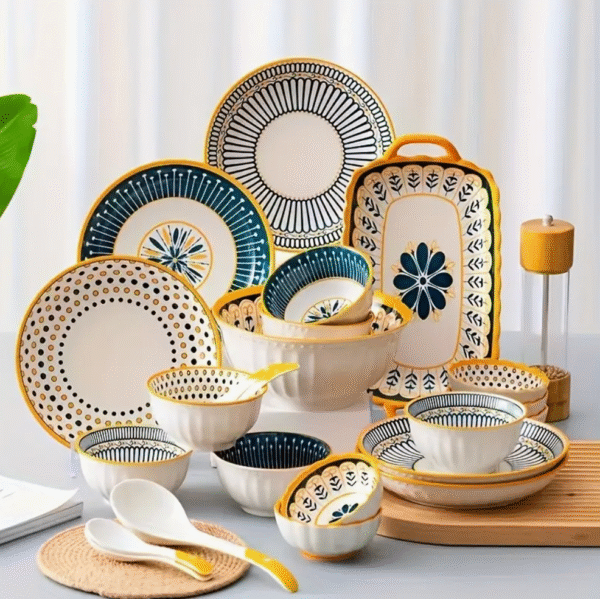Azure Bloom Elegant Blue and White Floral Dinnerware Set